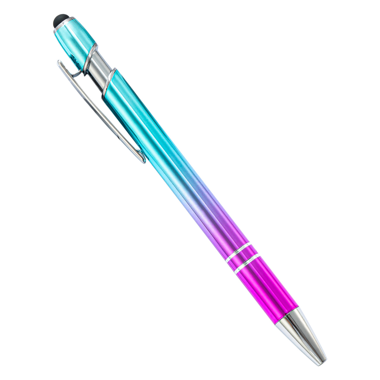 Gradient Color Retractable Ballpoint Pen with Stylus Tip 1.0mm Metal Pen for Touch Screens School Office Gift Supplies