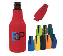 Promotional Zip Up Long Neck Custom Bottle Cooler