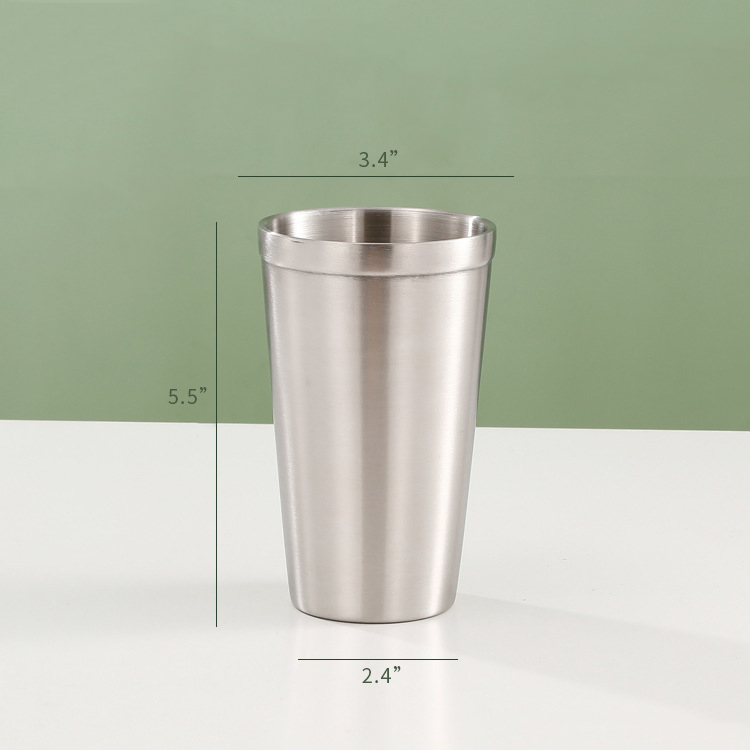 Stainless Steel Cups 16 oz Tumbler Double Wall Vacuum Insulated Metal Drinking Glasses