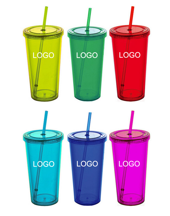 Custom Logo Double Wall Tumbler With Straw