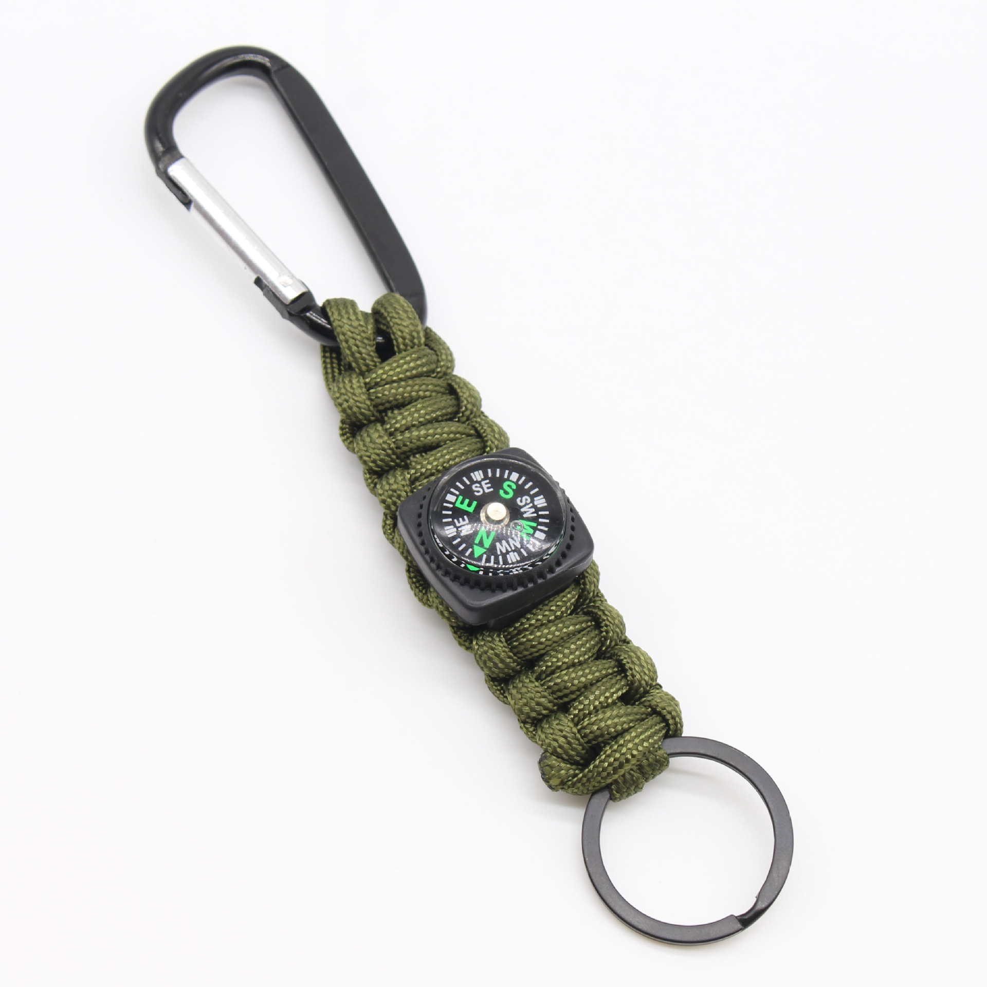 Carabiner Keychain, Paracord Compass Keychain Small Aluminum Clip D Ring for Camping, Hiking, Fishing