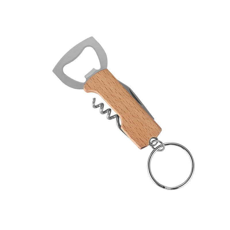 3 in 1 Multifunction Wood Handle Stainless Steel Beer and Wine Bottle Opener with Knife