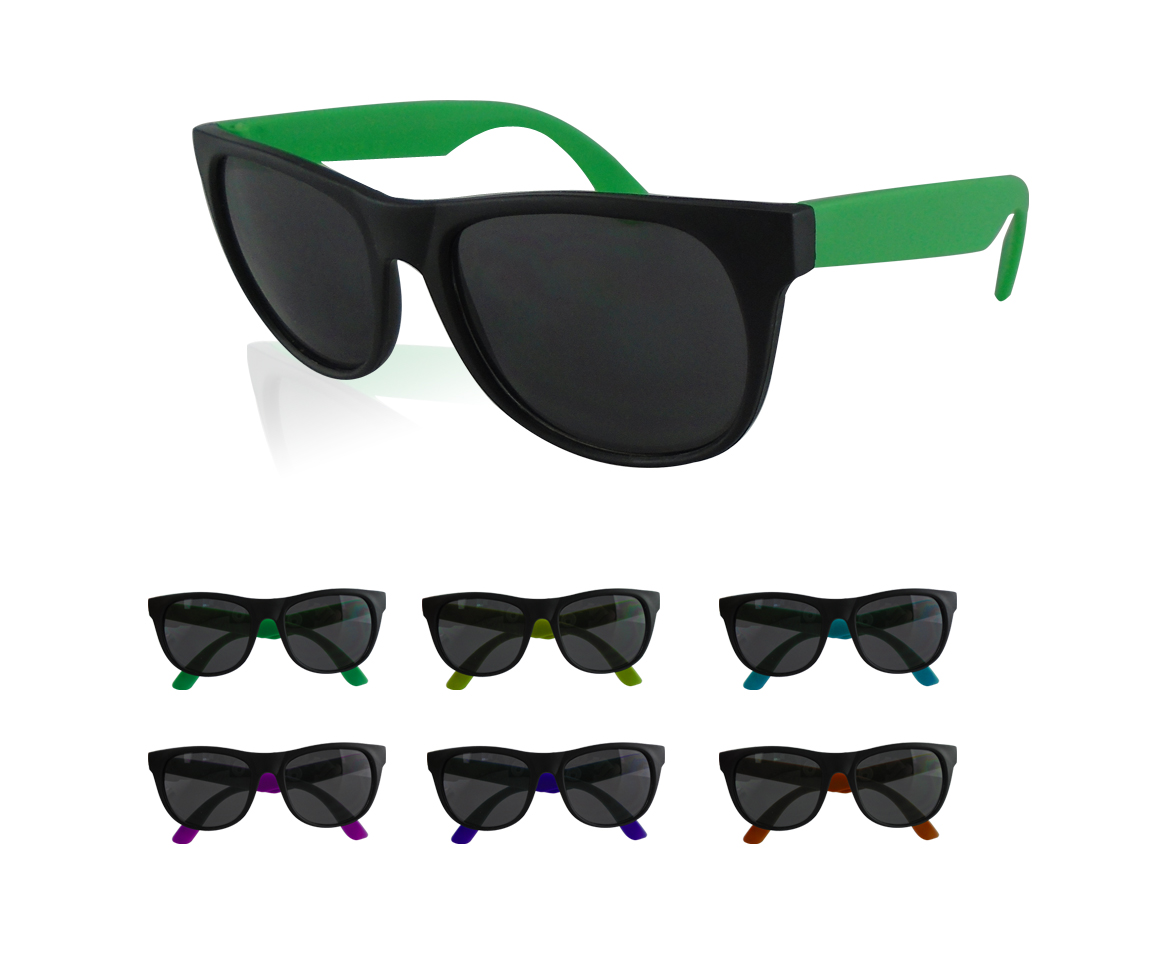 Custom Logoed Imprinted Two-Tone Outdoor Plastic Neon Sunglasses
