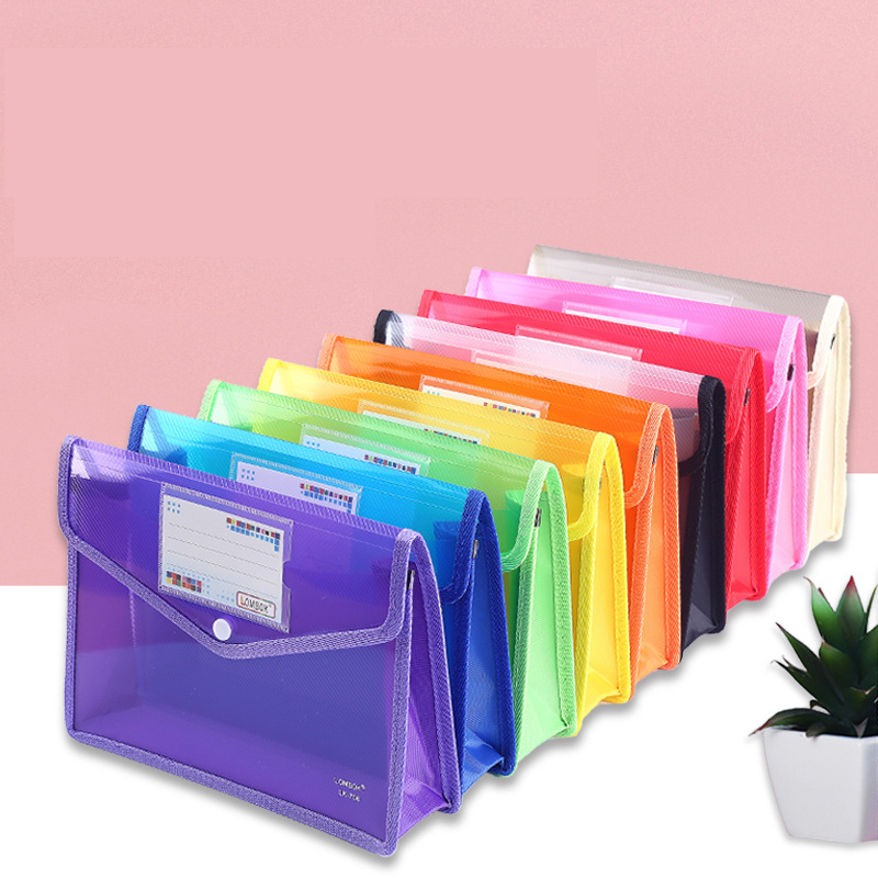 Plastic File Folder Poly Envelope Transparent File Wallet Organizer Documents Folders Waterproof File Pouch for School Office
