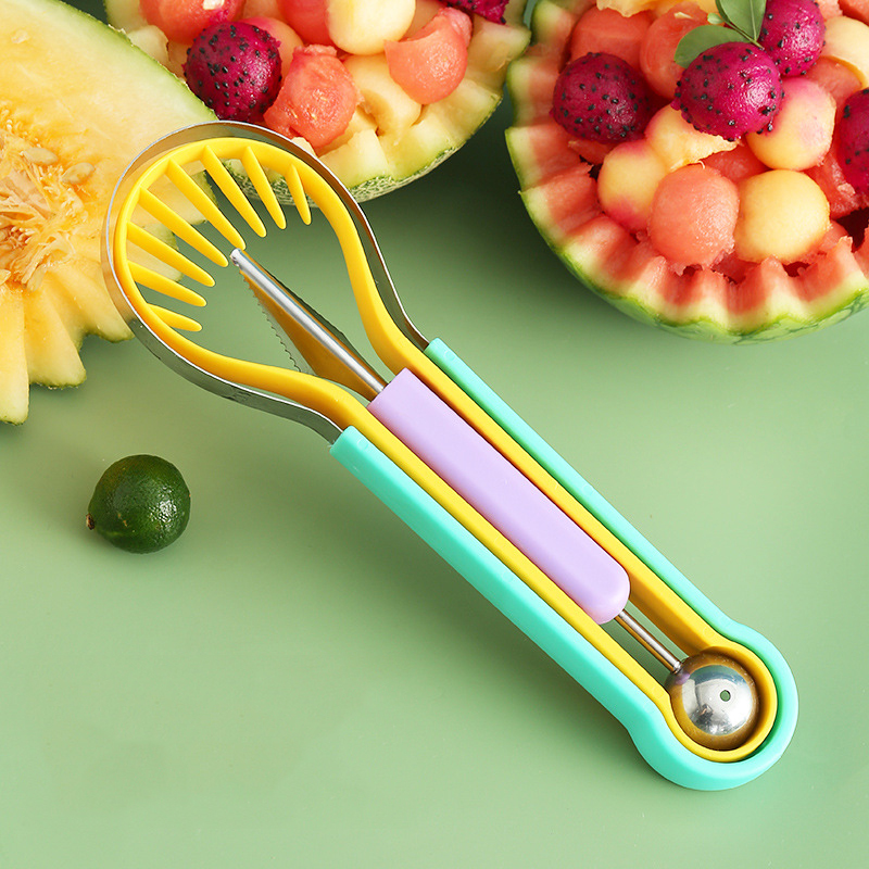 Reusable Convenient Storage 3 In 1 Fruit Digger Carving Knife