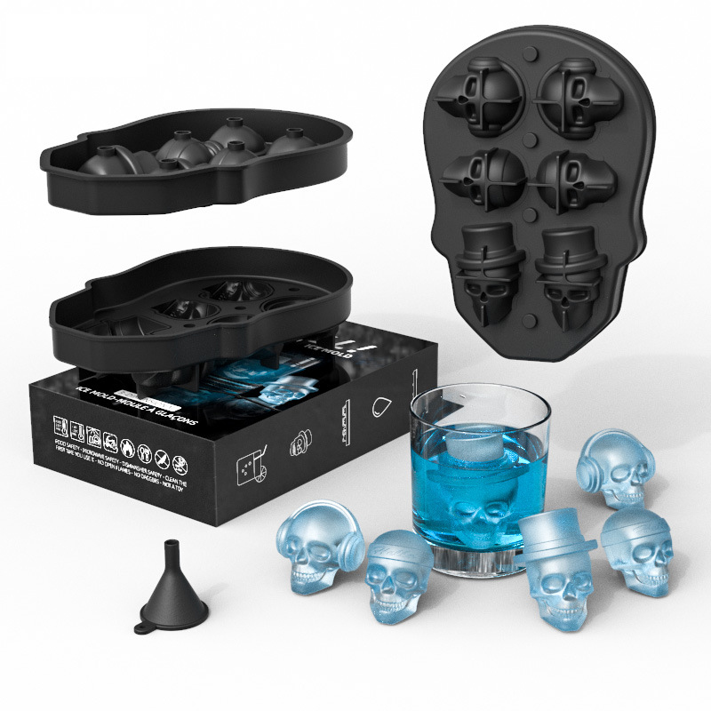 Ice Mold 3D Skeleton Ice Mold Silicone Ice Mold Small Ball Skull Ice Small Ball Ice Mold, Food Grade Easy Demoulding Reusable