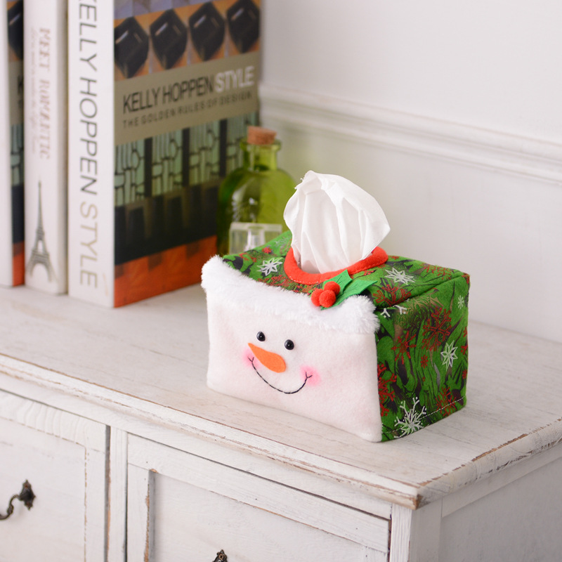 Tissue Box Cover Rectangular Santa/Snowman Tissue Holder Paper Towel Holder Christmas Decorations
