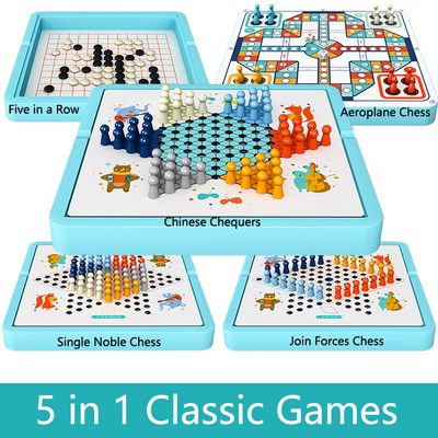 5 in 1 Table Battle Classic Games, Board Games Toys for Family Game Night, Wooden Table Game, Parent-Child Interactive Board Toys