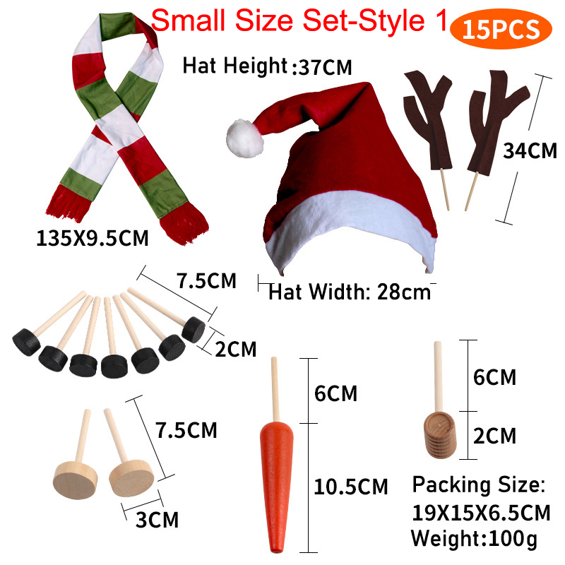 15pcs/16pcs Set Simulation Christmas Snowman Dress Up Set Accessories Funny Make Snowmen Family Tool Kit Decorative Suit