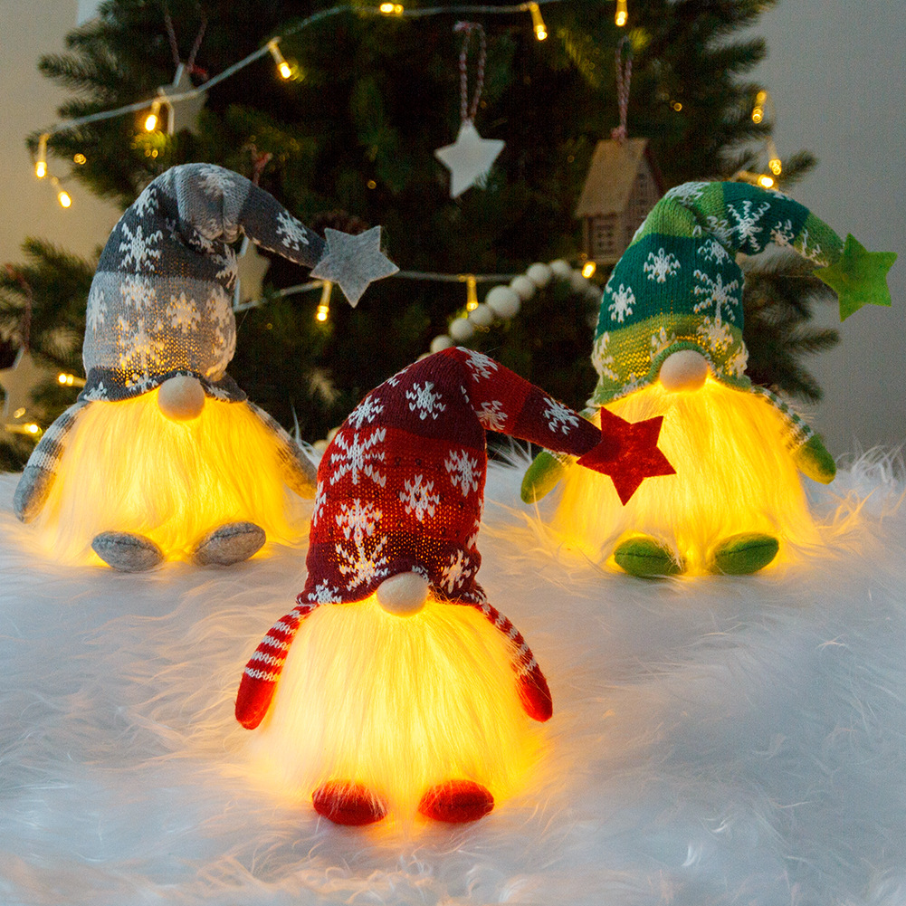 Christmas Gnomes Plush with LED Light for Christmas Tree Home Table Decor