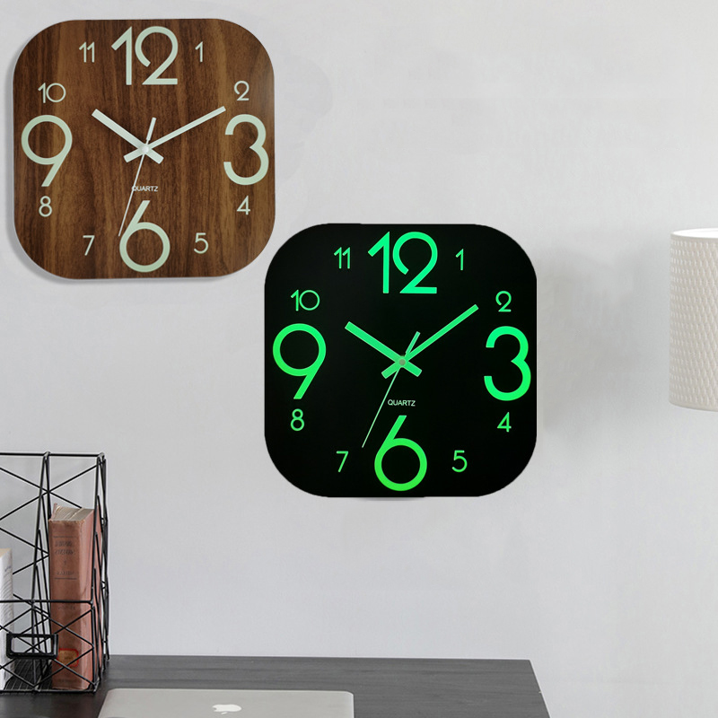 NonTicking Silence 12inch Night Wall Clock Home Decors Luminous Digital Wall Clock Easy to Read