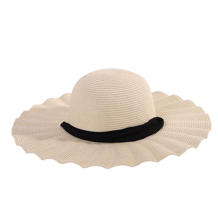 Wholesale Summer Outdoor Beach Shell Frilled Straw Hat