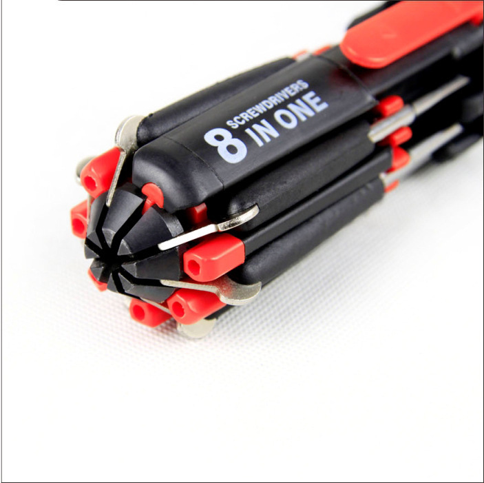 Multi-Functional 8 in 1 Screwdriver Tool Set with 6 LED Torch Portable LED Torch Light Up Repair Tools Set