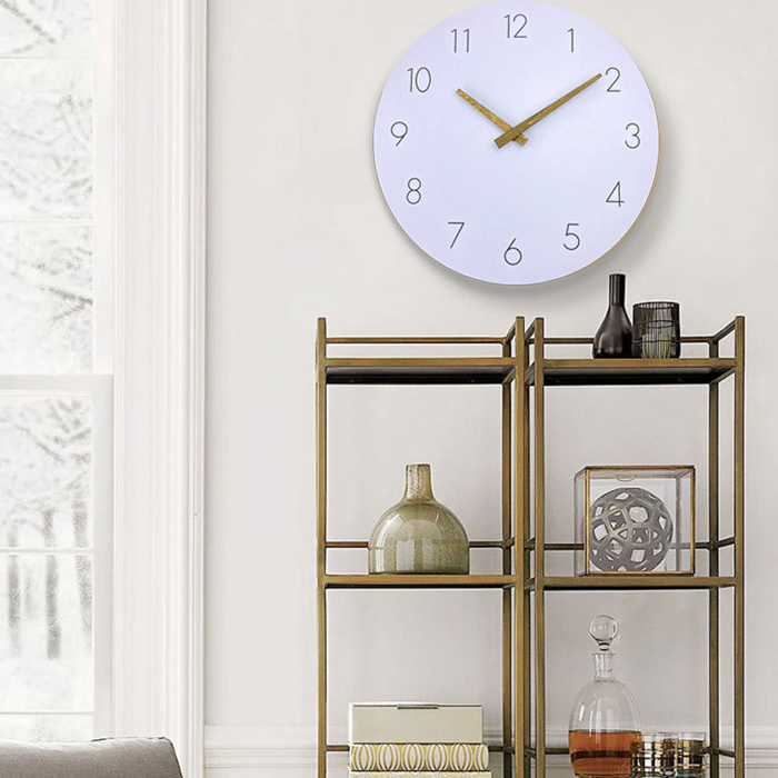 12'' Wooden Wall Clock Plumeet Frameless Clocks with Silent Quartz Movement Modern Style Wall Clocks