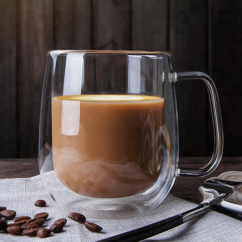 Double Wall Glass Espresso Coffee Mug With Handle