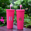 Hot Sell 24oz Double Wall Plastic Studded Tumbler with Straw