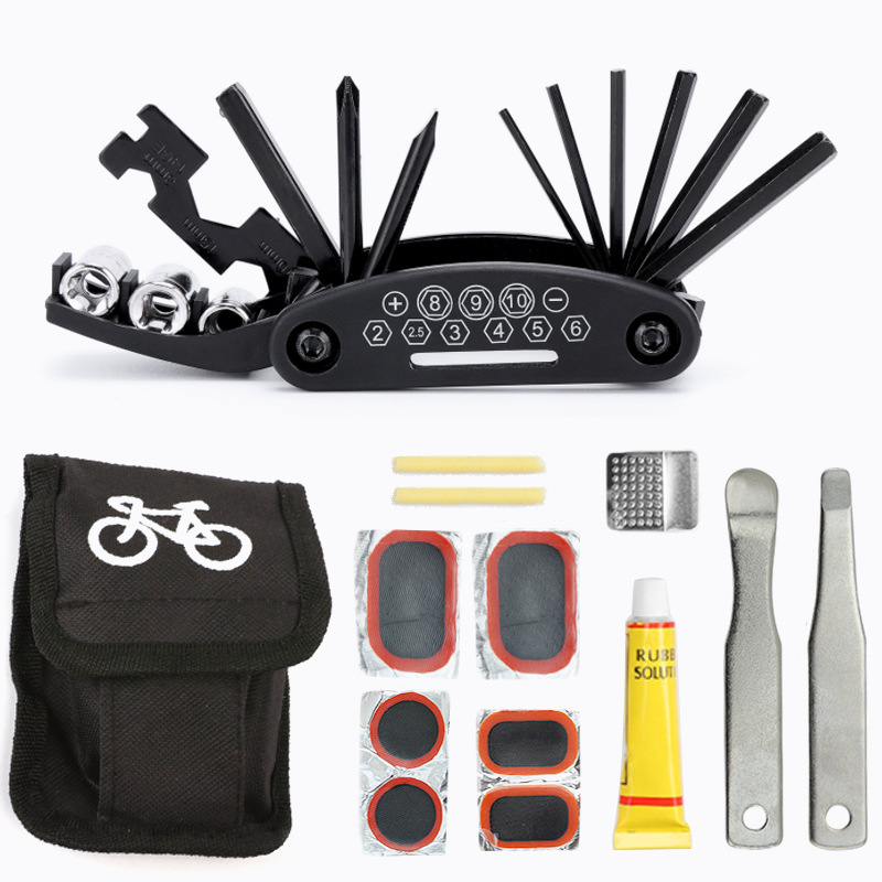 Multi-Function Bike Bicycle Cycling Mechanic Repair Kit/ Bike Tool with 2 pc Bike Tire Lever 6 pc Bike Tyre Patches