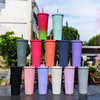 Hot Sell 24oz Double Wall Plastic Studded Tumbler with Straw