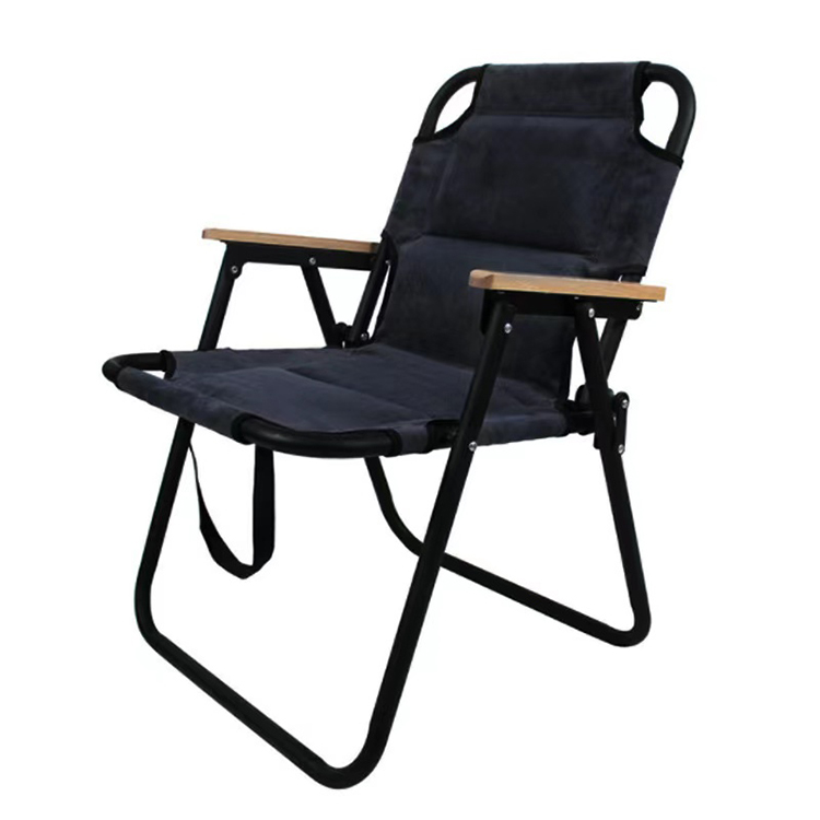 Folding Outdoor Chair With Wooden Armrest In A Bag