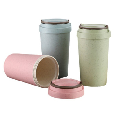 Eco Friendly Coffe Cup Degradable Double Wall Wheat Straw Bottle
